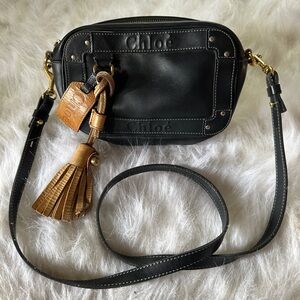 Black Leather Chloe Camera Bag Crossbody